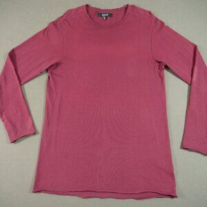 Hudson Los Angeles Shirt Mens Medium Red Long Sleeve Frayed Crew Neck